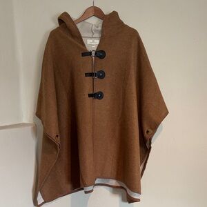 Pretty Persuasions Tan and Black Hooded Poncho